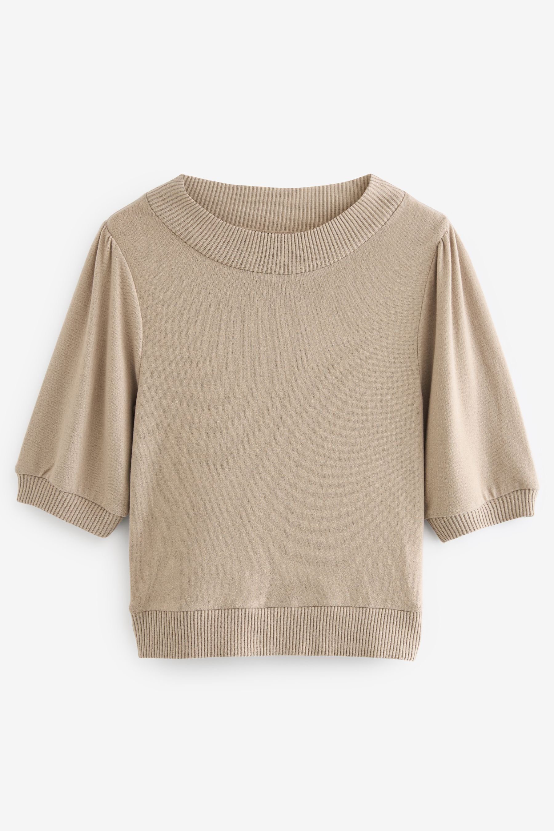 Next Kurzarmpullover Kurzarm-Oberteil mit Rundhalsausschnitt, Kurzgröße günstig online kaufen