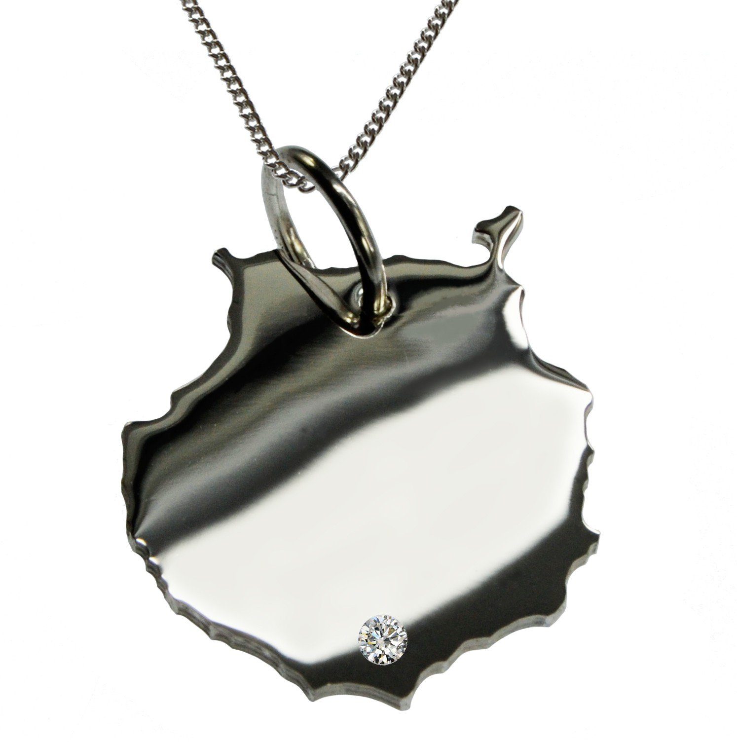 Kette mit Anhänger 50cm Kette + Gran Canaria mit Brillant am Wunschort in 925 Silber