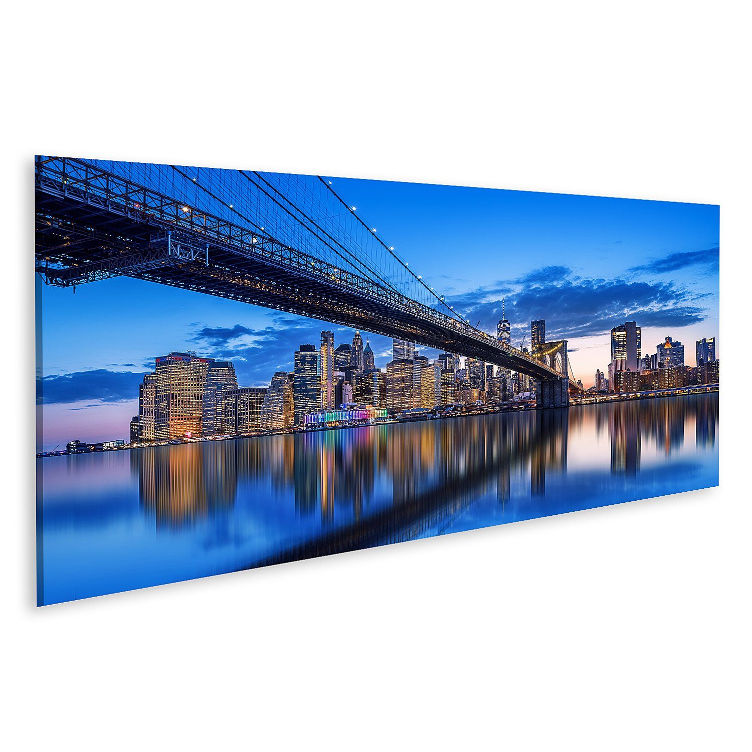 Leinwandbild Bild auf Leinwand Panoramablick Skyline New York Sonnenuntergang New Y