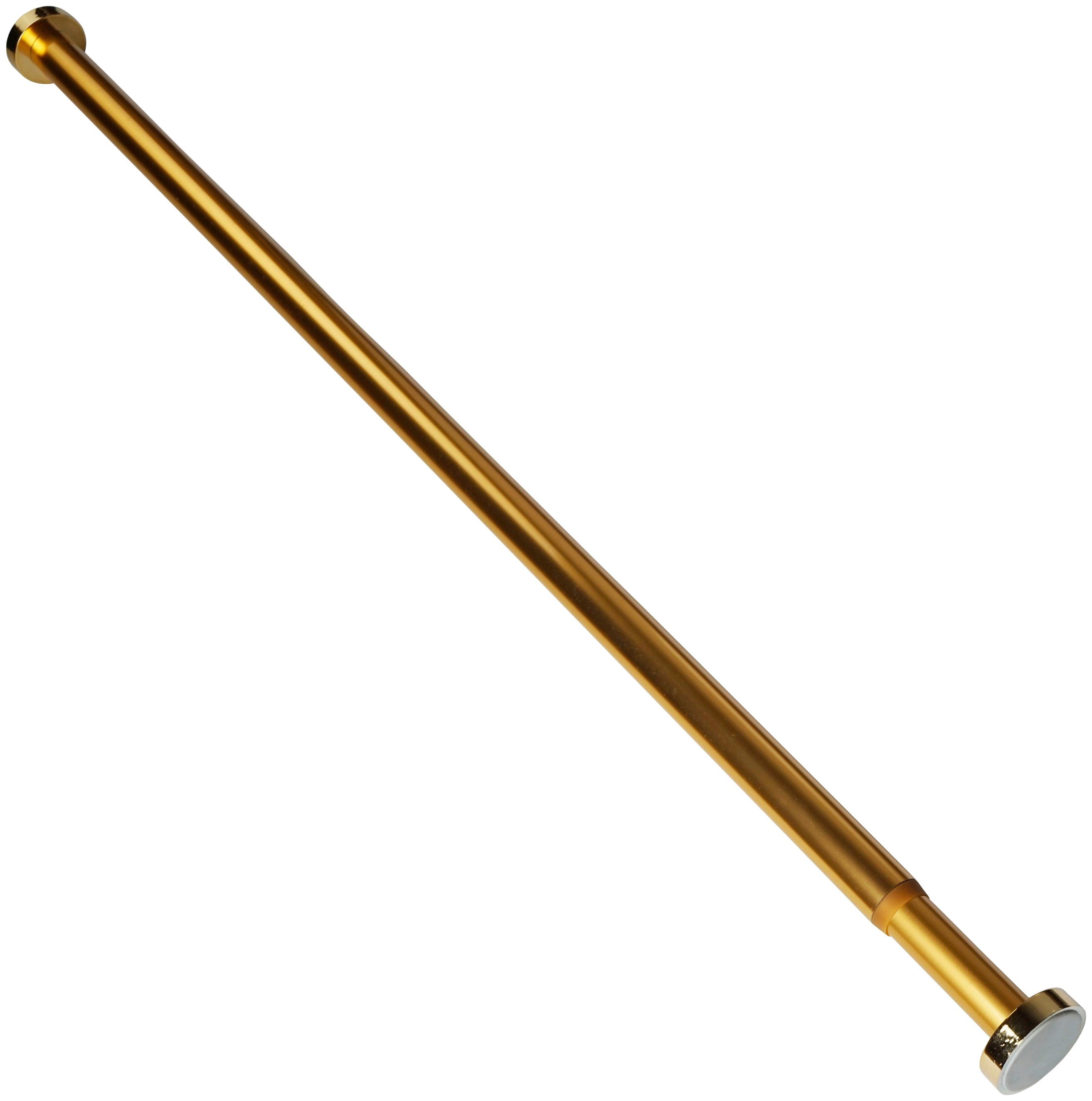 Klemmstange, Sanilo, Ø 28 mm, ausziehbar, ohne Bohren, geklemmt, Aluminium, ausziehbar, für Duschvorhänge, Duschvorhangstange der Länge 90-160cm goldfarben