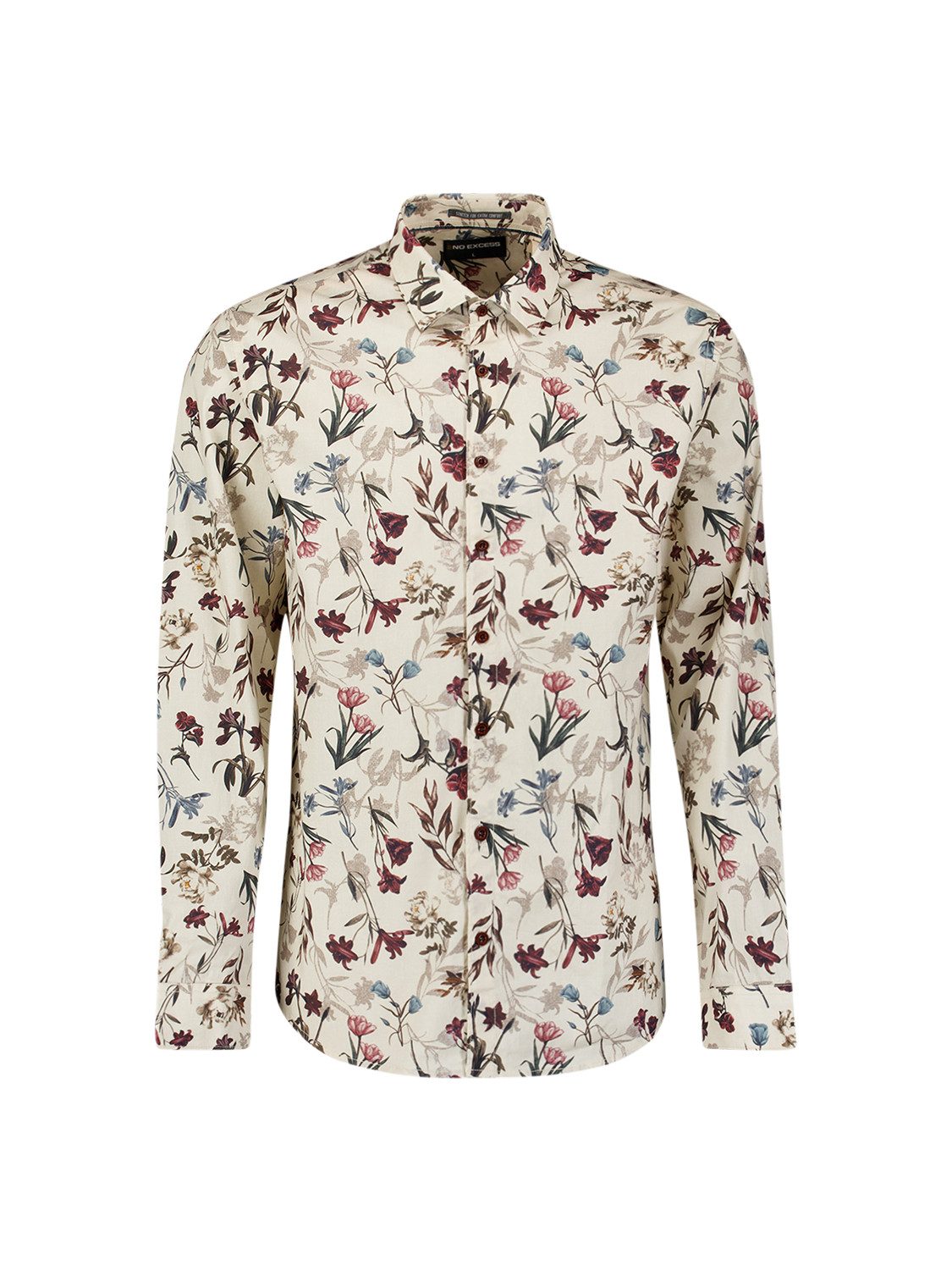 NO EXCESS Businesshemd Shirt Stretch Allover Printed - Blumenhemd Stretch