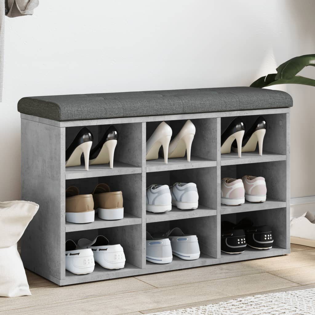 vidaXL Sitzbank Schuhbank Betongrau 82x32x50 cm Holzwerkstoff