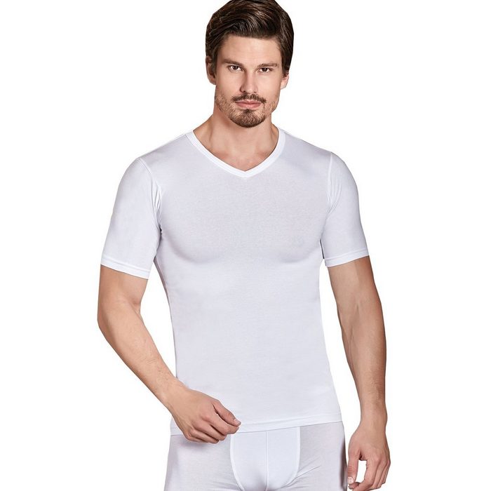 Berrak Collection Unterhemd Kurzarm V-Ausschnitt Herren Slimfit Jersey Business Shirt Weiß BS1027