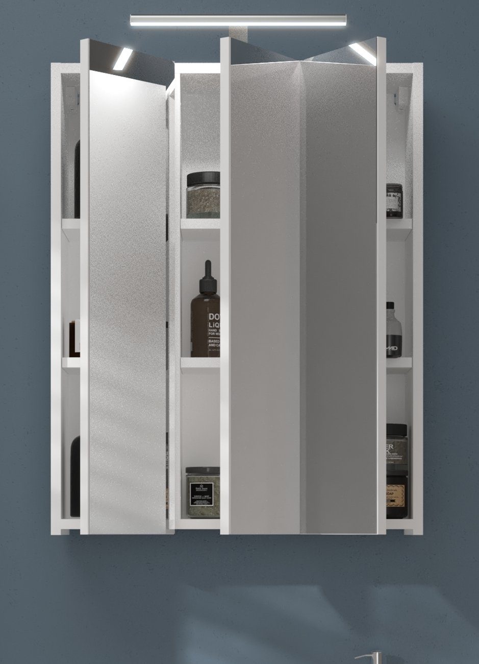 Michigan in Badezimmerspiegelschrank x xonox.home Soft-Close-Funktion cm) weiß / (Badschrank 60 76 3-türig 3D,