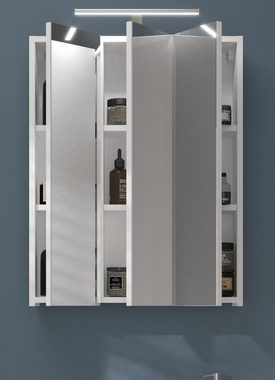 xonox.home Badezimmerspiegelschrank Michigan (Badschrank in weiß 3-türig / 3D, 60 x 76 cm) Soft-Close-Funktion