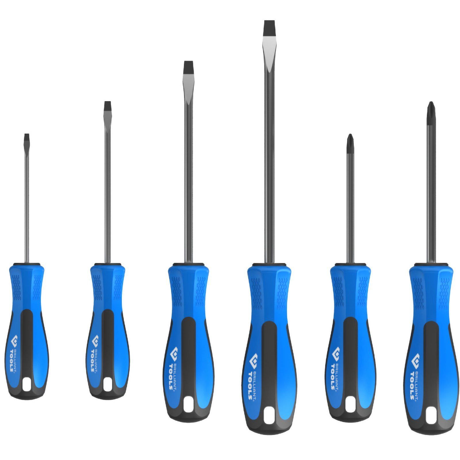 Brilliant Tools Schraubendreher BRILLIANT TOOLS Schraubendreher-Satz 6tlg. Schlitz PH Phillips - ...
