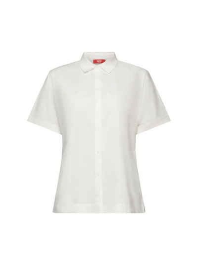 Esprit Collection Kurzarmbluse Kurzärmliges Hemd aus Baumwoll-Popeline