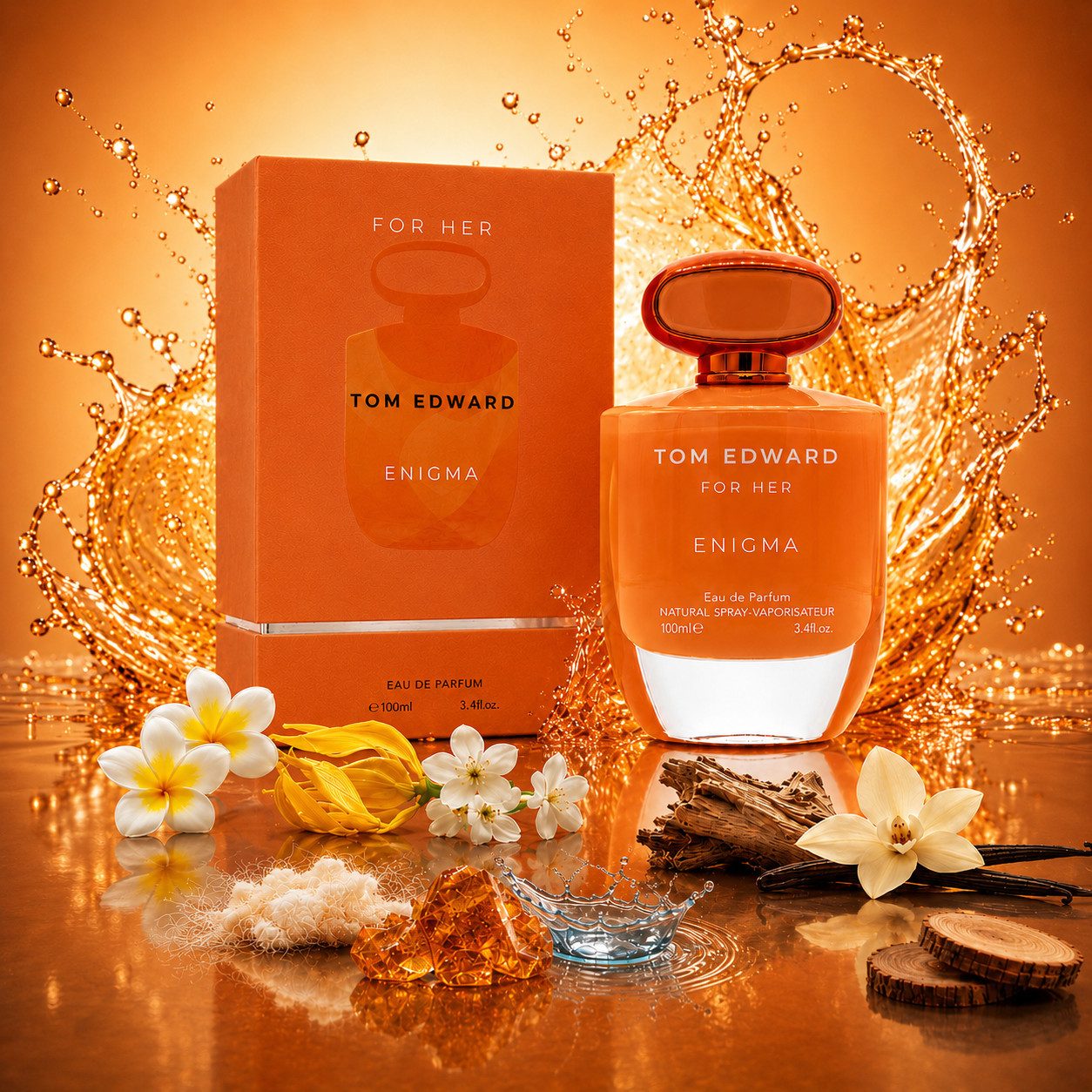 TOM EDWARD Eau de Parfum Tom Edward Enigma for Her Damenduft Floral Holzig Amberartig e100 ml, Hergestellt in UK, luxuriöser Damenduft, langanhaltend Premium Duft