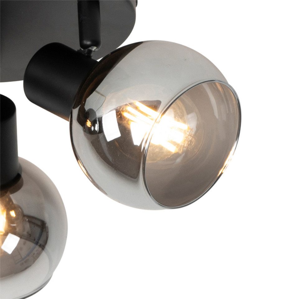 Qazqa LED Aufbaustrahler Vidro, ohne Leuchtmittel, E14, Schwarz, Art Deco, günstig online kaufen