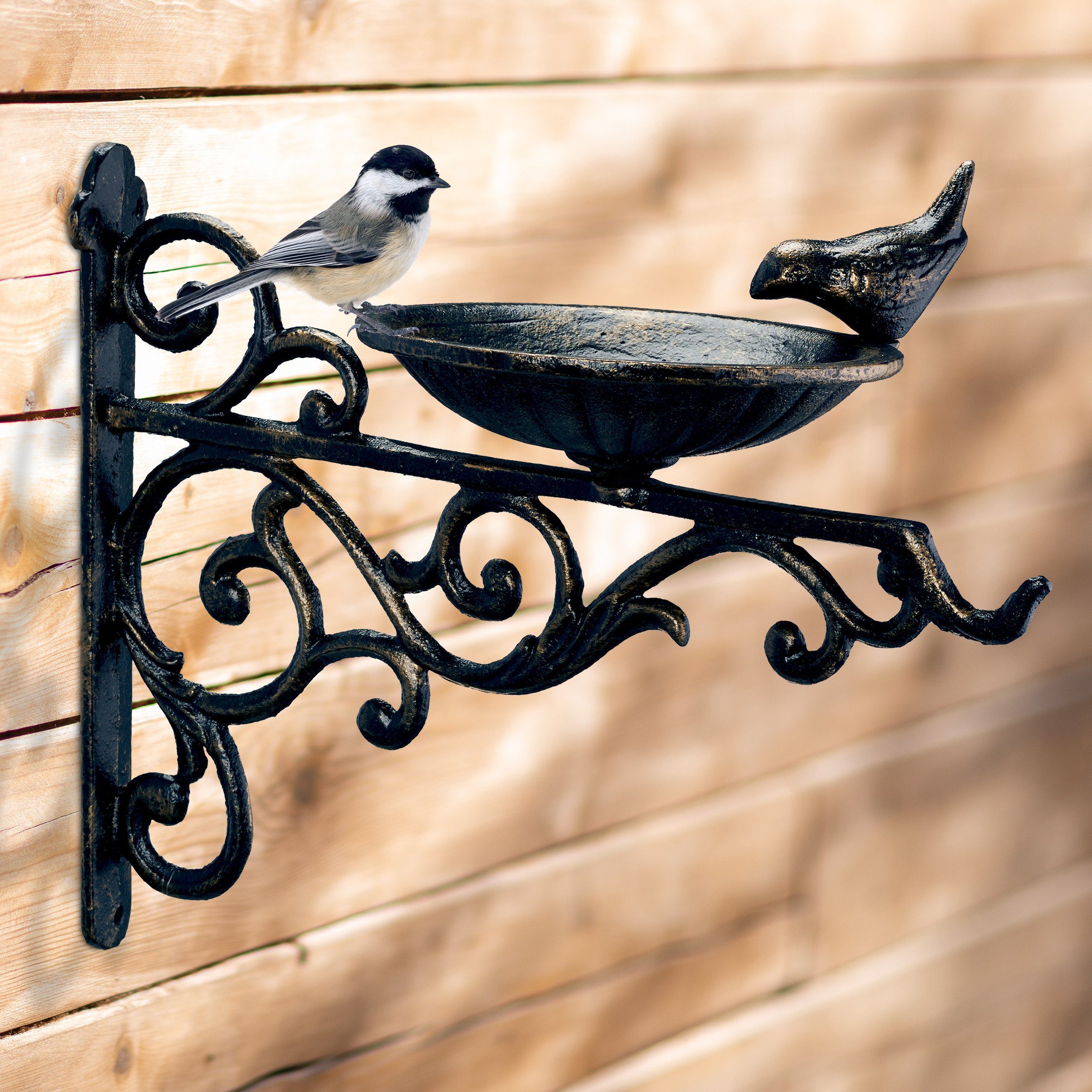 Thumbnail - relaxdays Vogeltränke Gusseisen Wand, Bronze