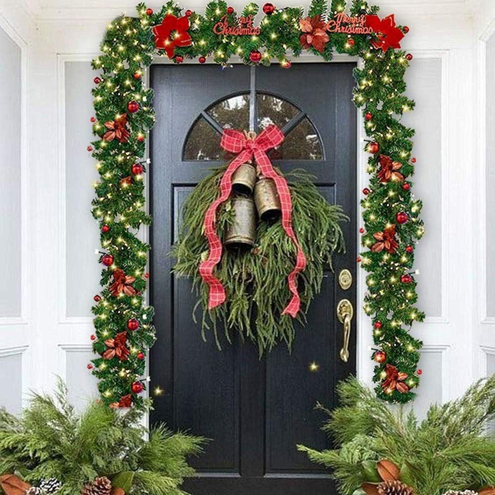 Kunstgirlande Weihnachtsgirlande 2,7m lang mit LED, Coonoor, für Outdoor & Indoor Girlande - Treppen, Tür, Balkon, Weihnachtsdeko – Bild 3 von 5