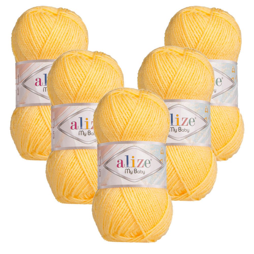 Alize 5 x ALIZE My Baby Häkelwolle, 750 m, Handstrickgarn,Für Allergiker,Yarn