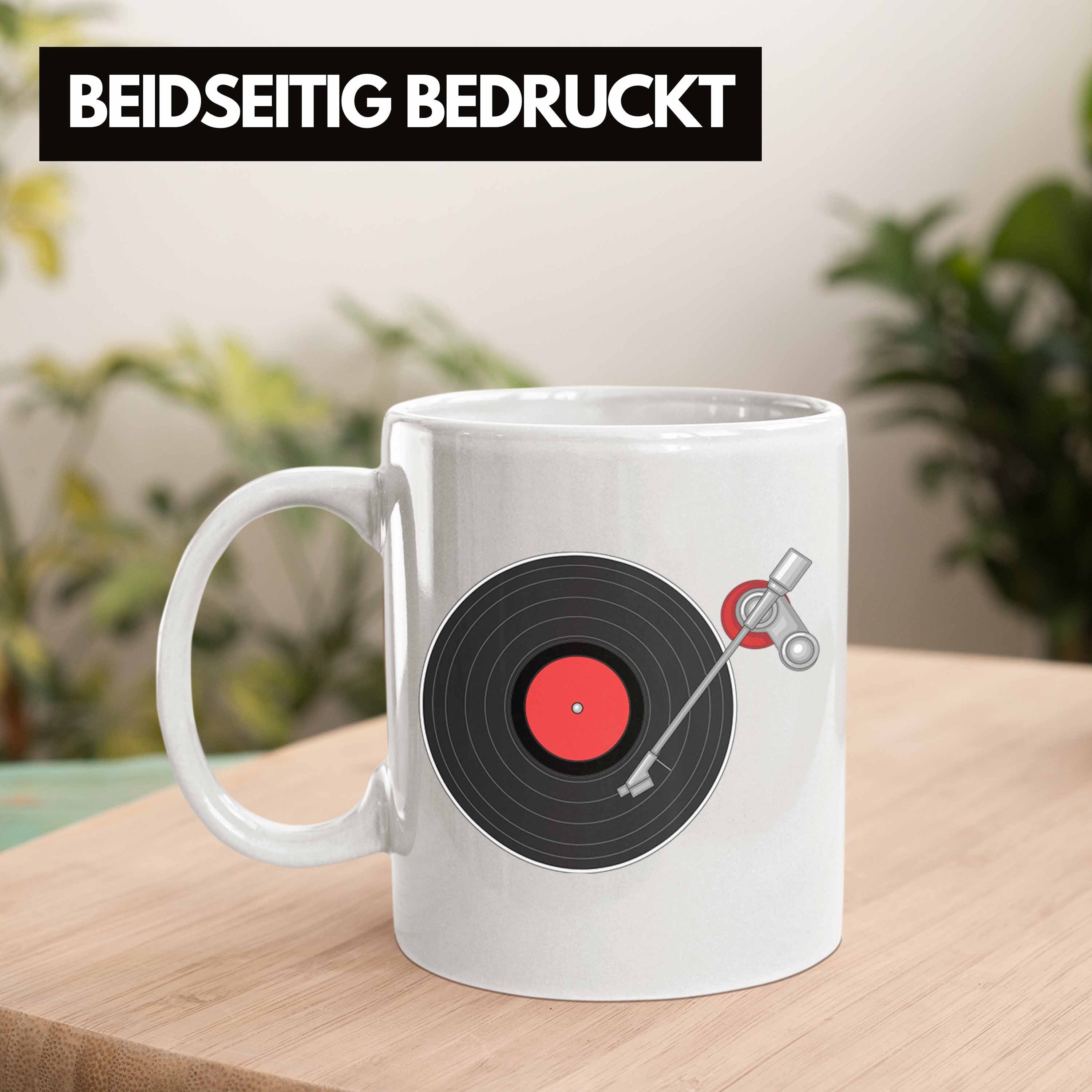 Tasse Vinyl-Schallplatten Weiss Geschenk Kaffee- Trendation Plattenspieler Tasse Schallplatte