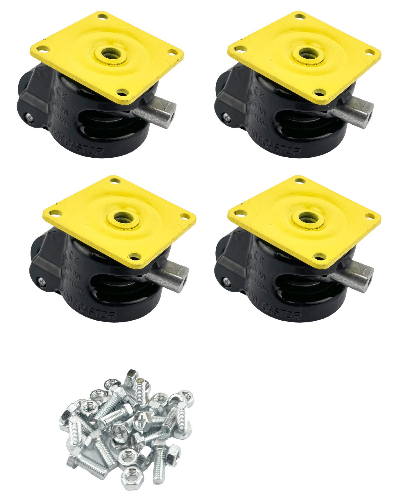 WELDINGER Schwerlastrolle Schwerlastrollen-Set 60F (4 Stk) mit Ratschengriff – Tragkraft 1000 kg, (4-St)