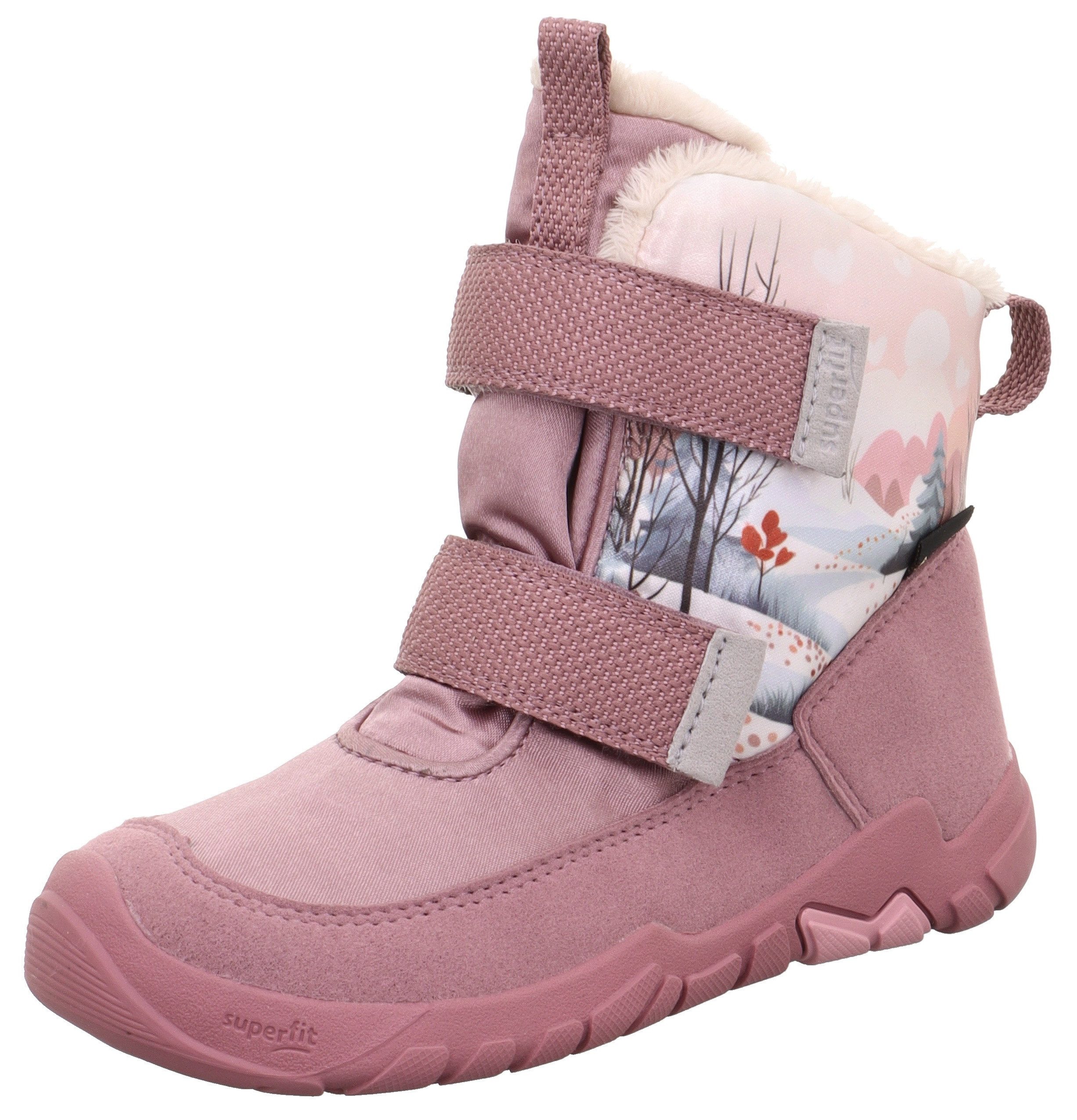 Superfit TRACE WMS: mittel Winterstiefel Barfußschuh, Klettstiefel, Winterschuh mit Digital Druck