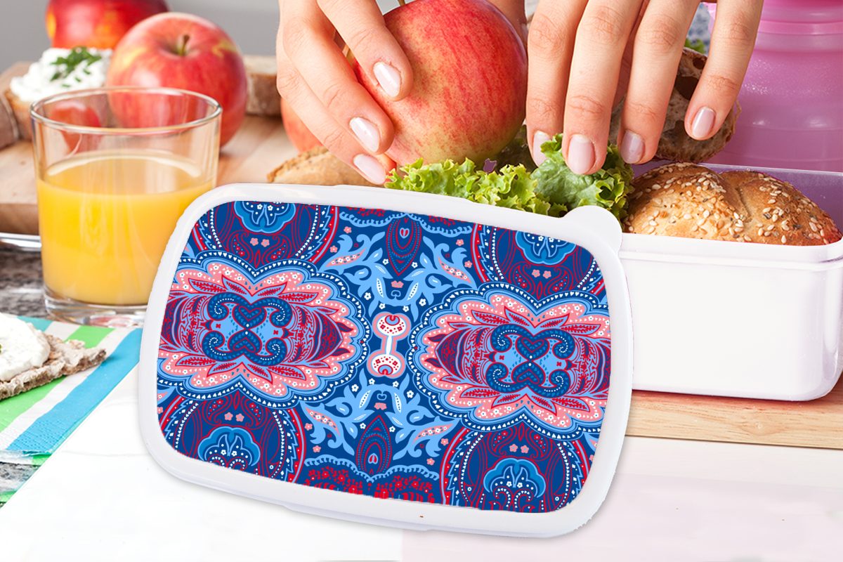 MuchoWow Lunchbox weiß Jungs und für Erwachsene, Kunststoff, - für Natur, - Blume und Muster Mädchen Brotdose, (2-tlg), Kinder Brotbox