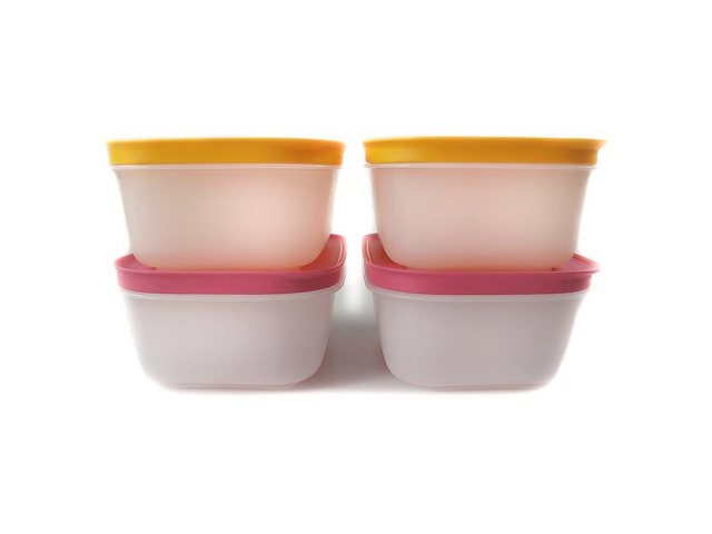 Tupperware Frischhaltedose “Eis-Kristall 450ml orange(2) + pink(2) + SPÜLTUCH”