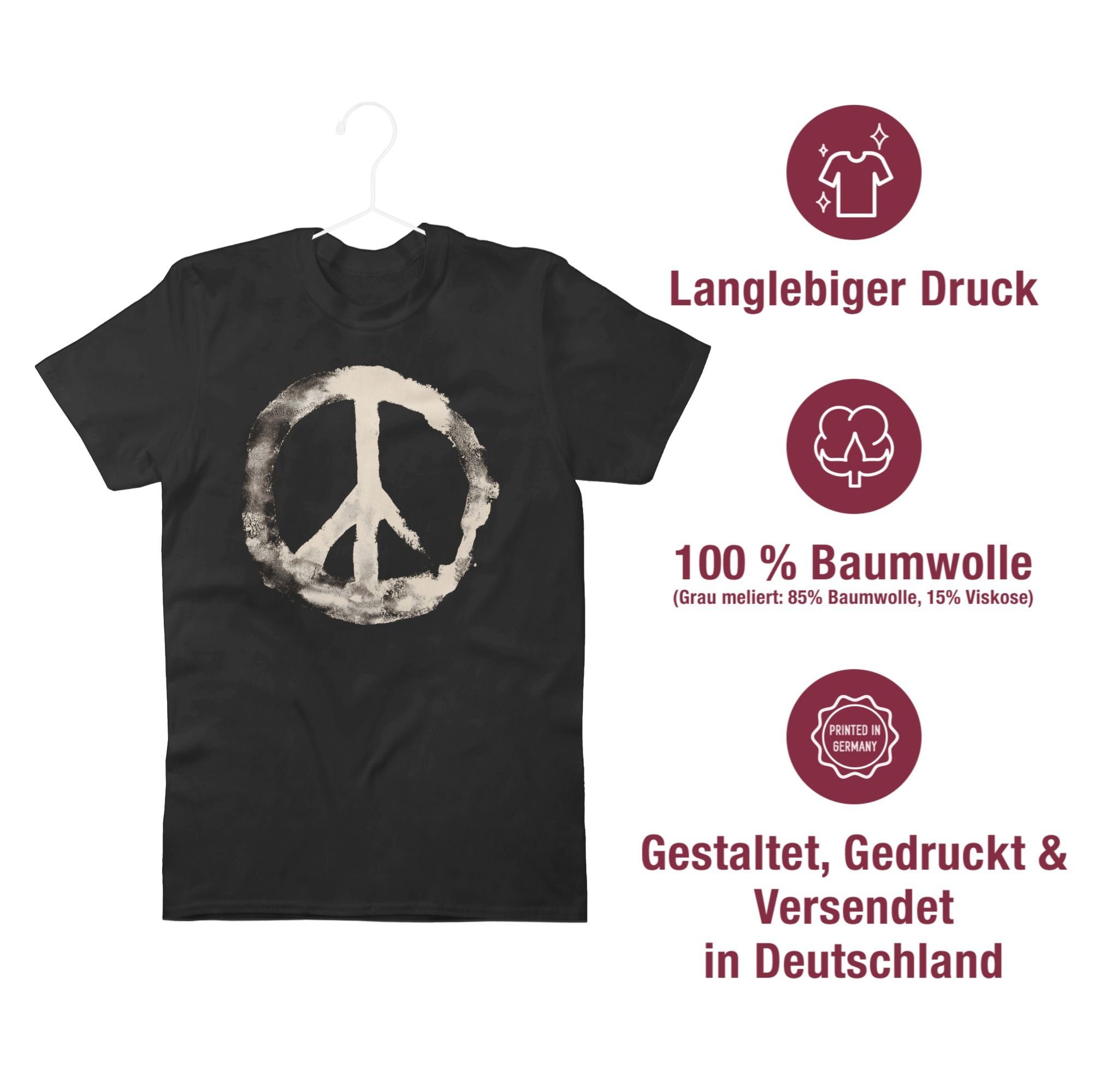 Shirtracer Frieden Sprüche Statement - Schwarz weiss 1 Peacesymbol T-Shirt