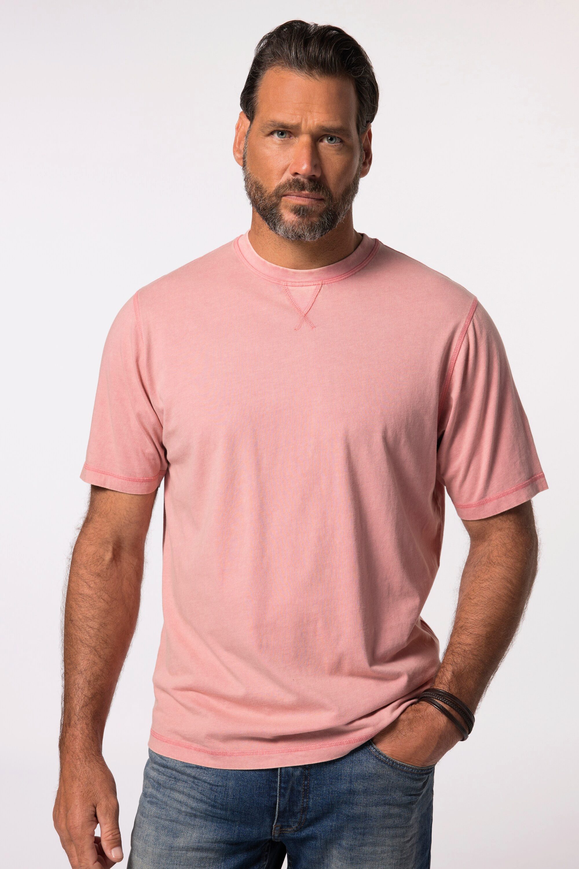 T-Shirt T-Shirt Halbarm Vintage-Look Stickerei