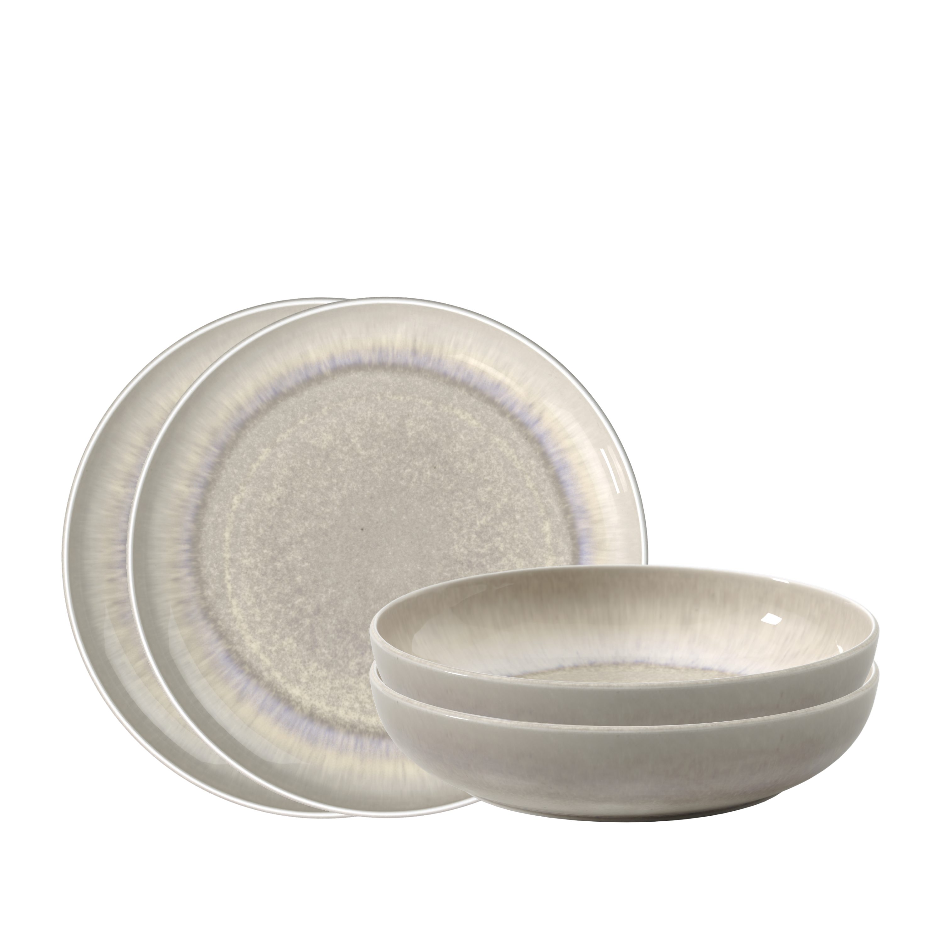 like. by Villeroy & Boch Geschirr-Set Perlemor Tafelset (4-tlg), 2 Personen, Porzellan, Effektglasur im handmade Pottery Look