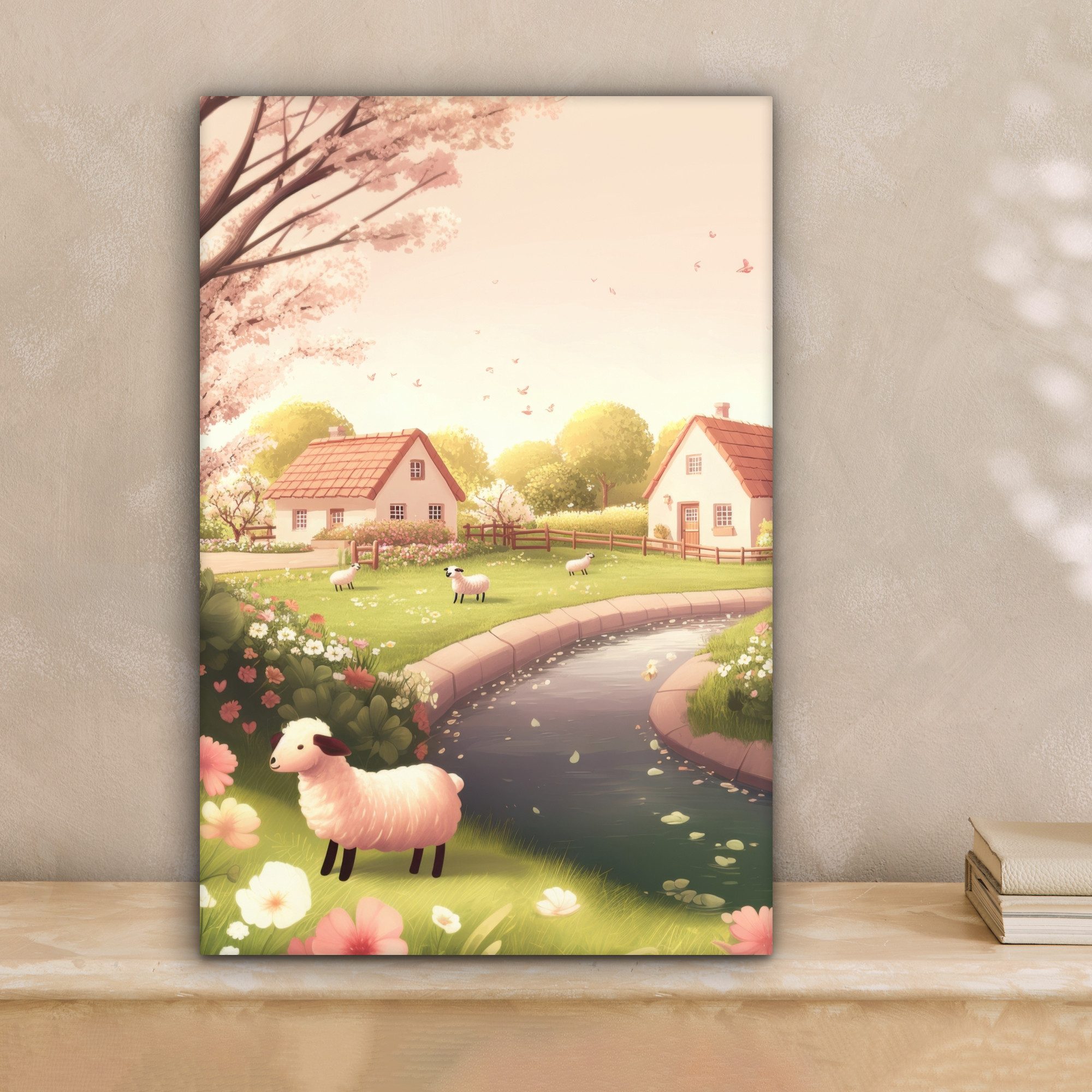 OneMillionCanvasses® Leinwandbild Schafe - Hütte - günstig online kaufen