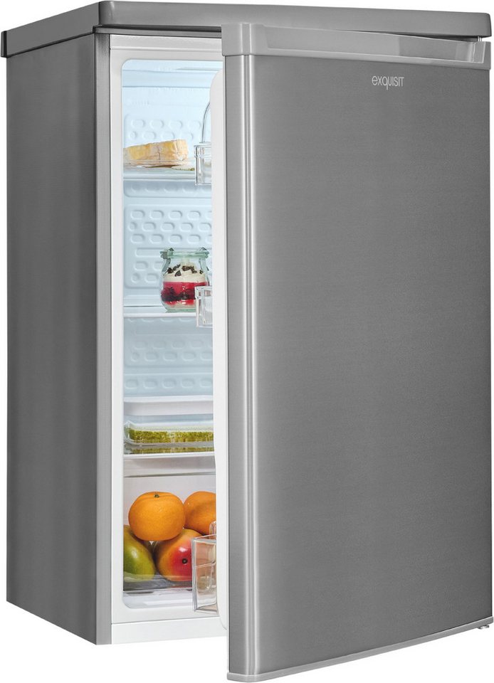exquisit Kühlschrank KS16-V-040C inoxlook, 85 cm hoch, 55 cm breit, Helles LED-Licht für optimale Innenraumbeleuchtung
