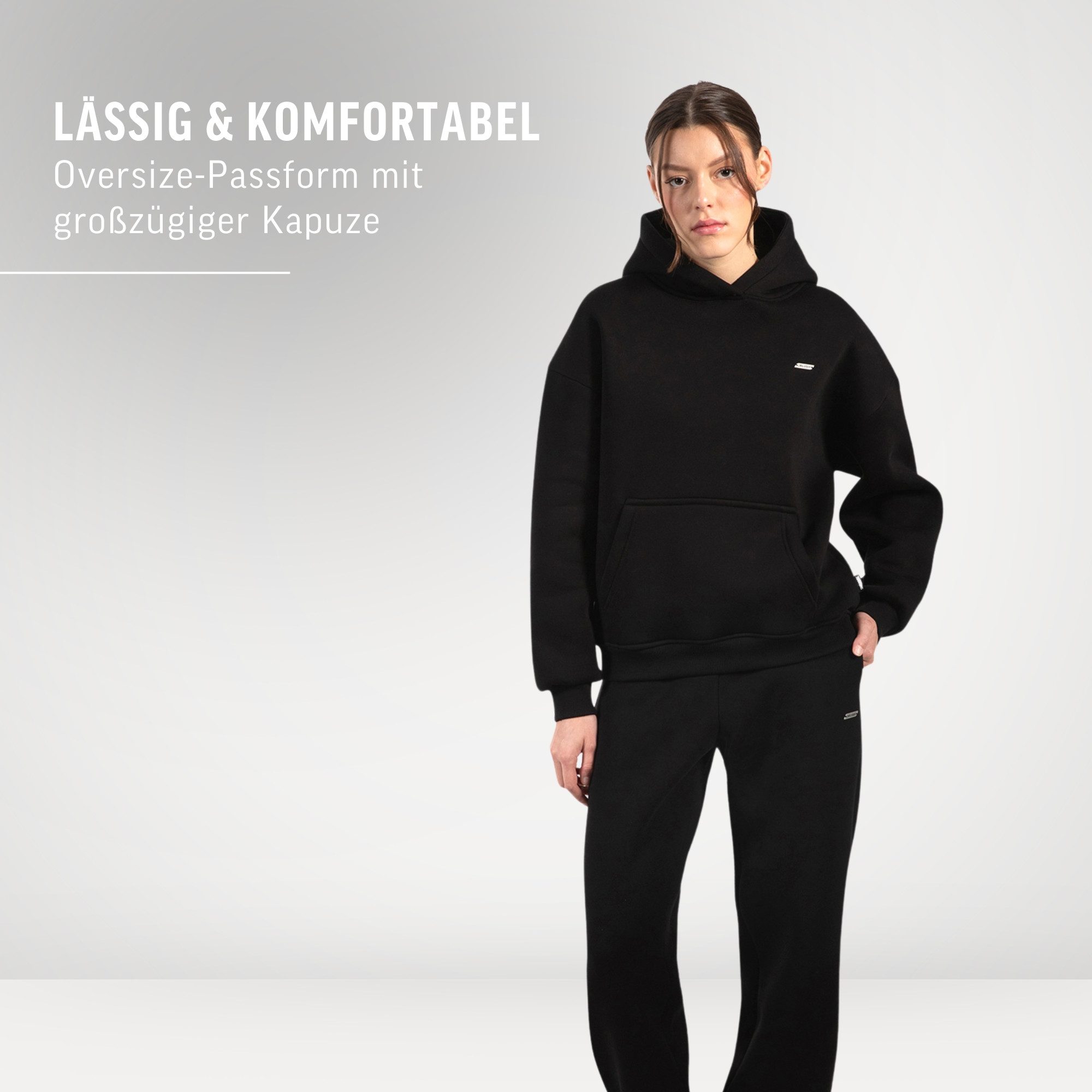Smilodox Hoodie Lyanna, Oversize Kapuzenpullover Langarm Sweatshirt, weicher Stoff Kängurutasche Bündchen Pulli warm und bequem Streetstyle Alltag