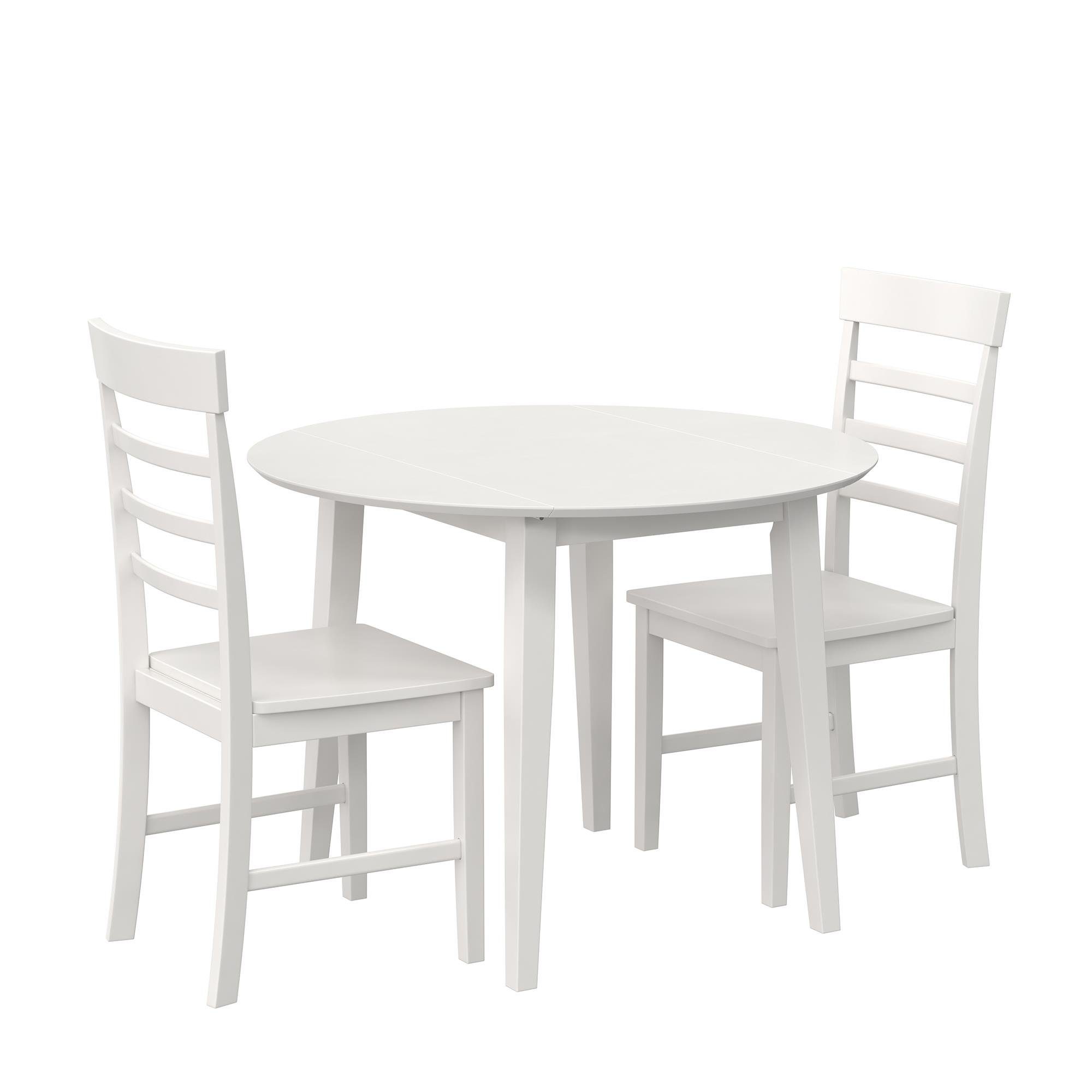 Esszimmer-Set Esstisch mit 2 2 weiß Landhaus runder Stil Esszimmerstühlen loft24 im Brooks, Esstisch 3-St., (Set, 1 Esszimmerstühlen), mit