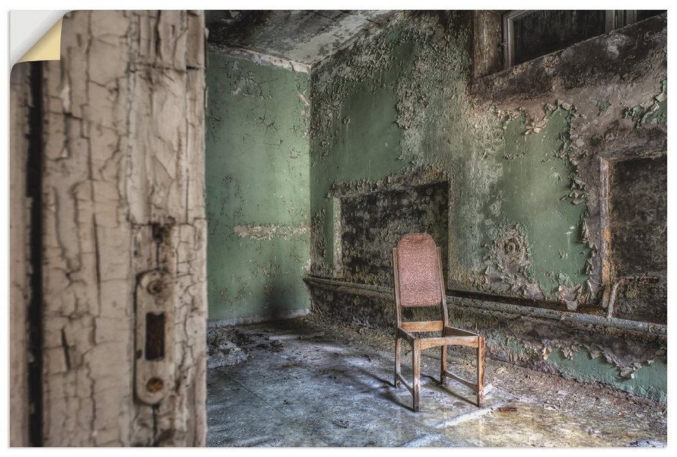Artland Wandbild Lost Place - einsamer Stuhl, Fenster & Türen (1 St)