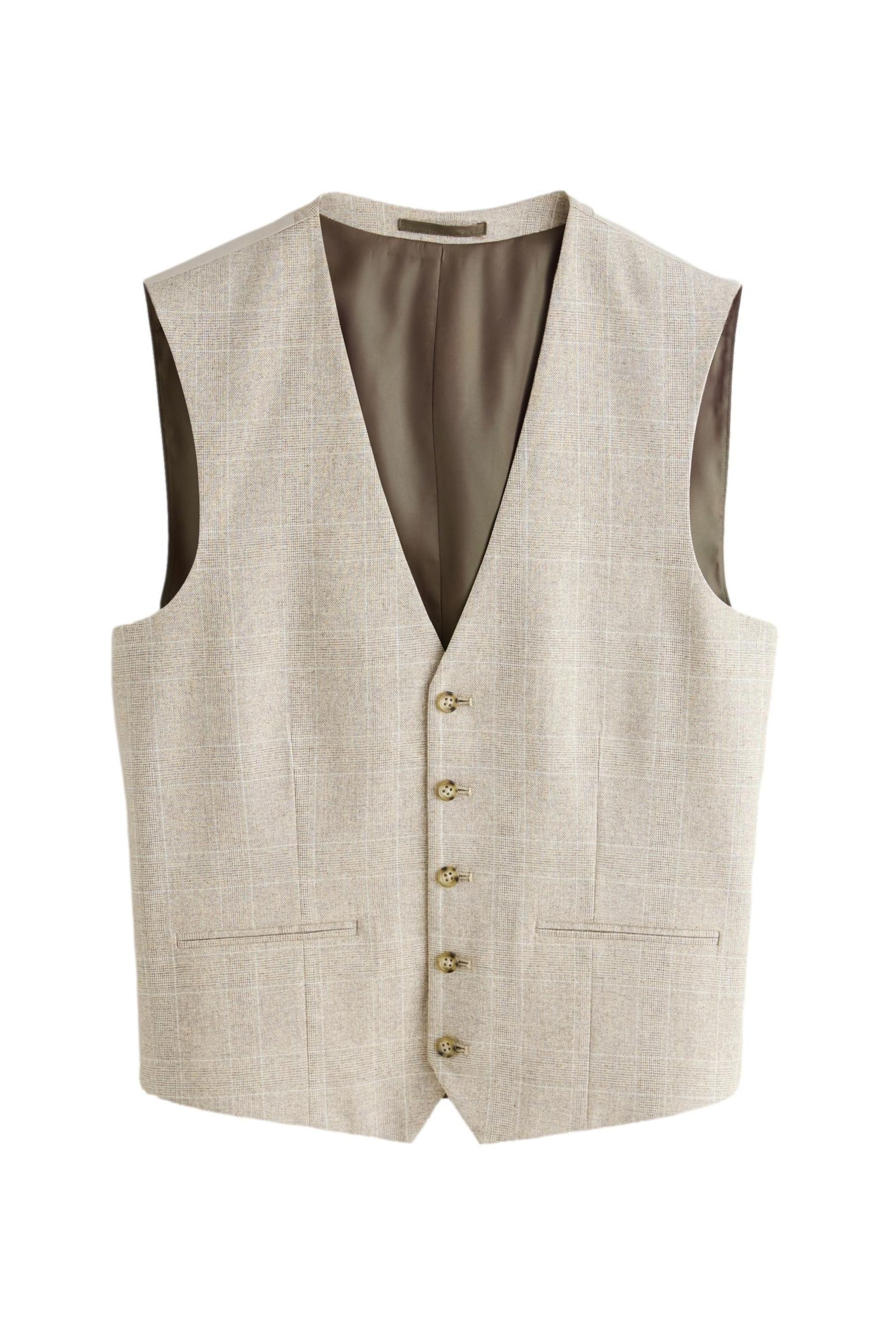 Next Anzugweste Karierte Anzugweste aus Baumwoll-Leinengemisch (1-tlg)