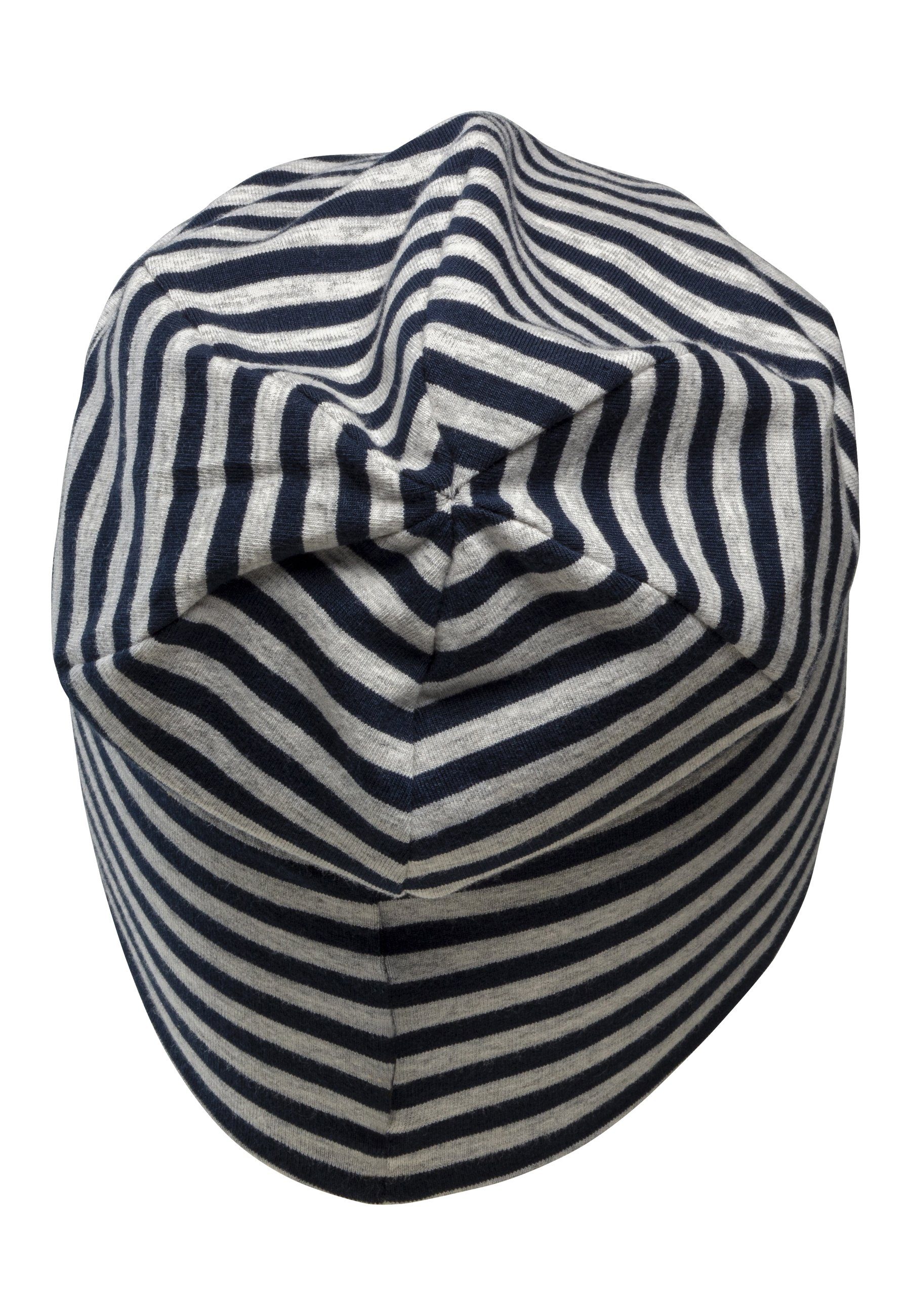 Schirm Bindeband) (1-St., OCS Kinder praktischem Sterntaler® mit aus weichem Kindermütze Slouch-Beanie mit Jersey Beanie marine und Streifen Mütze