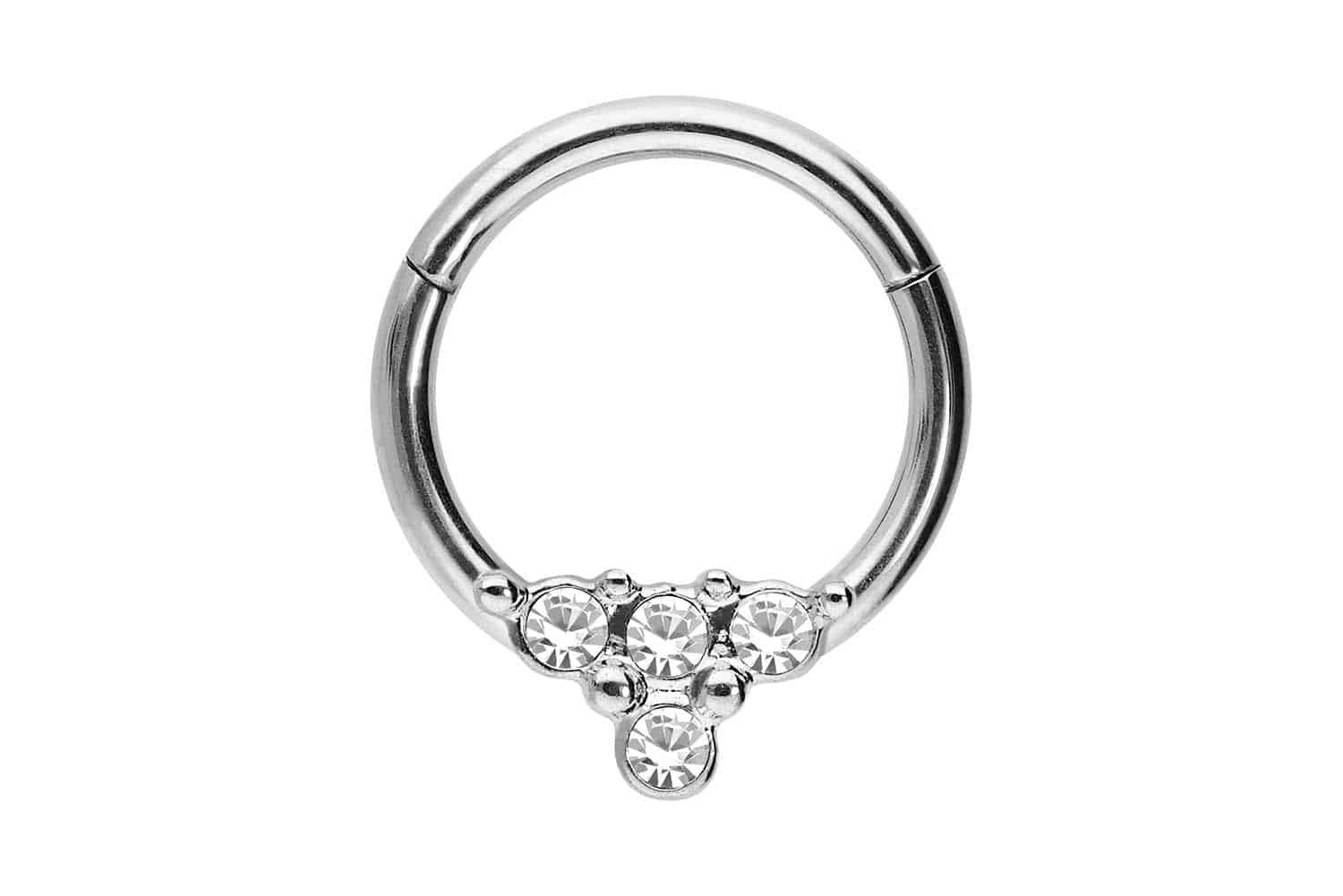 Piercing-Set Chirurgenstahl Segmentring Clicker 4 KRISTALLE