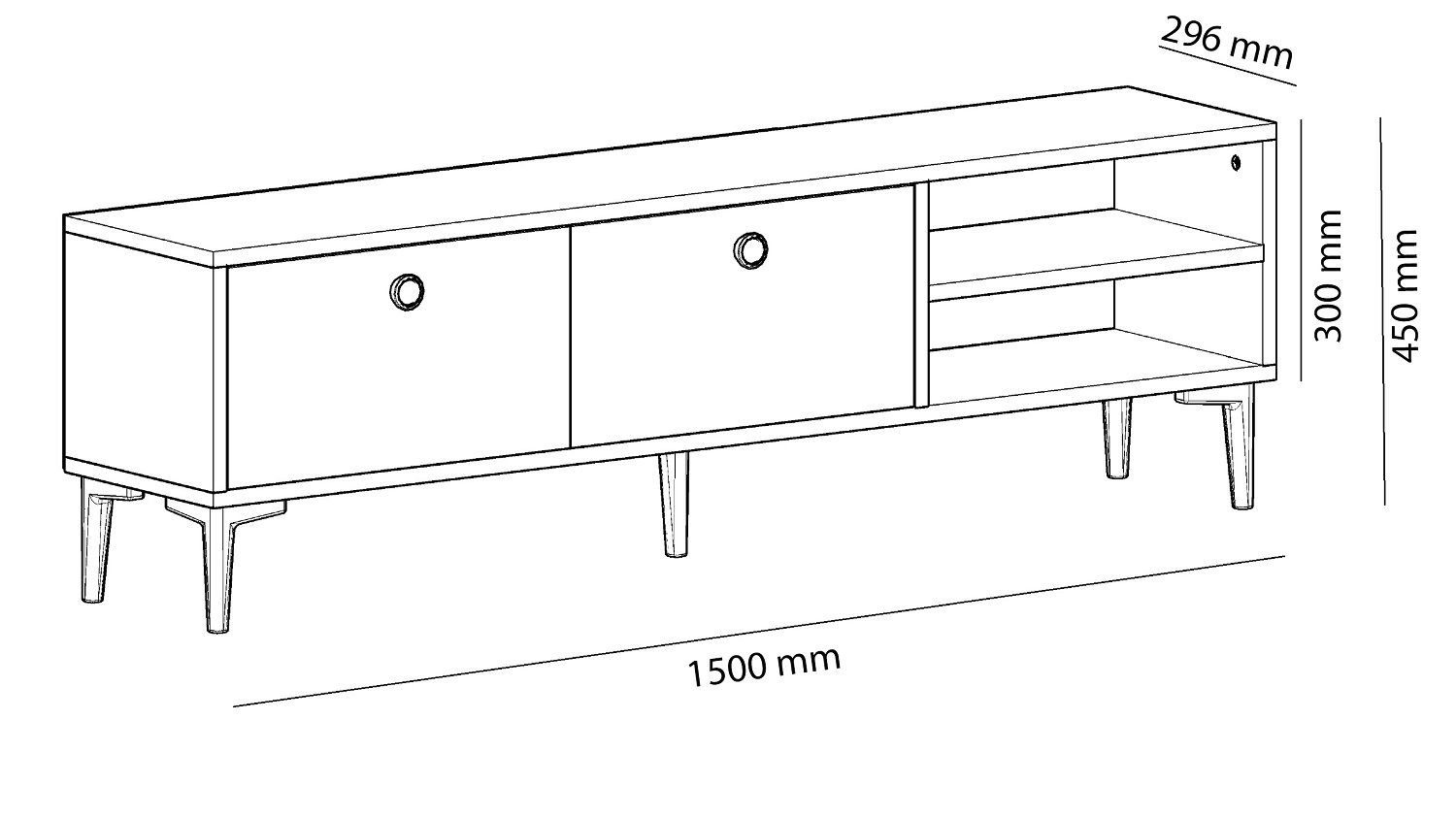 Skye Decor 45x150x29,6 Melaminbeschichtete TV-Schrank Partikelplatte Schränke, cm, 100