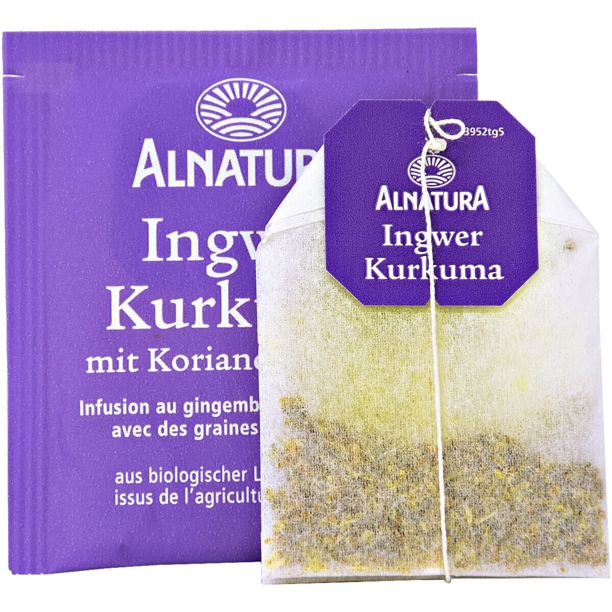 Alnatura Tee Ingwer-Kurkuma, mit Koriandersamen, Gewürztee, 20 Aufgussbeutel