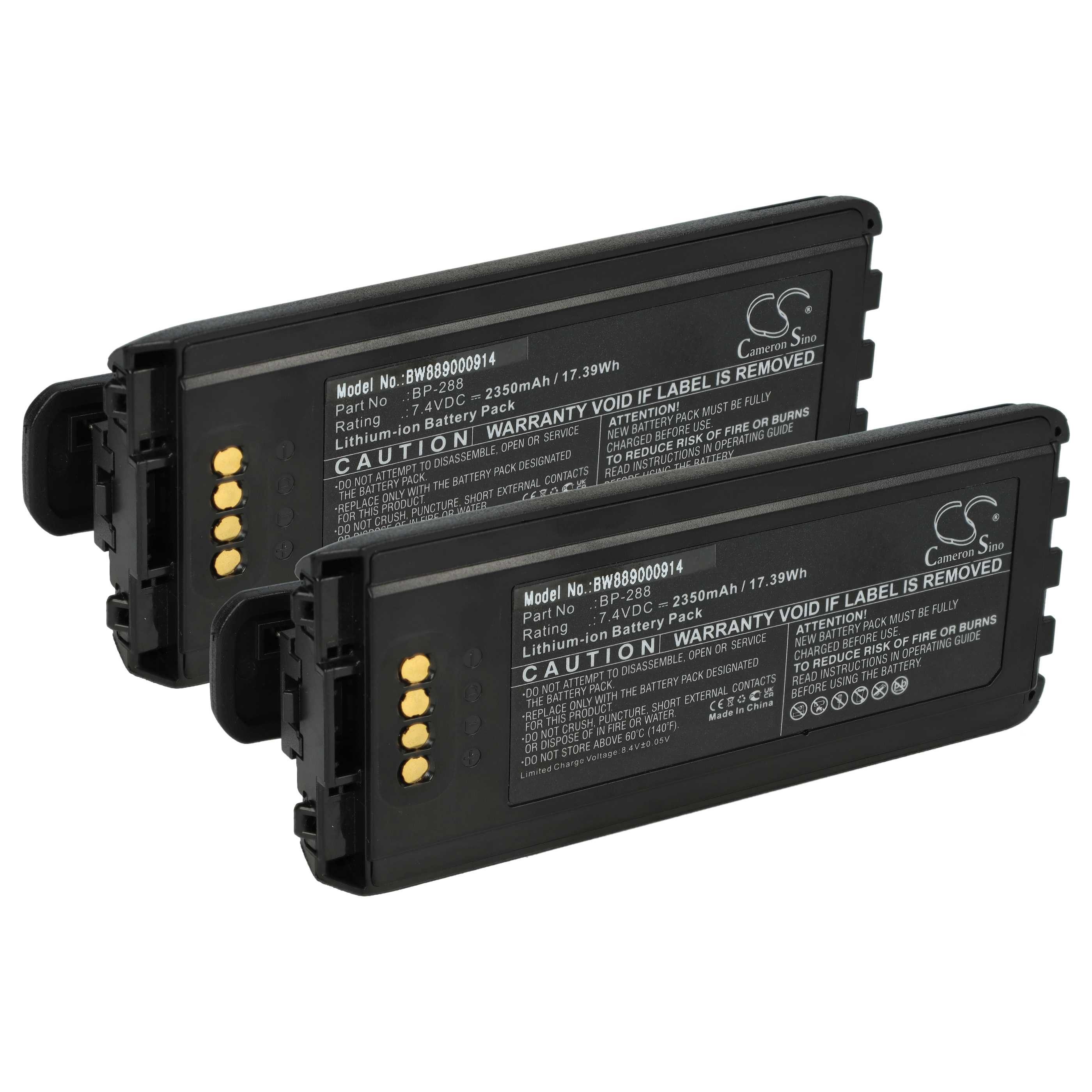 vhbw Akku Ersatz für Icom BP-288 für Walkie Talkie (2350 mAh, 7,4 V, Akku Akku Li-Ion 2350 mAh (7,4 V, 2 St), Leistungsfähige Austausch-Akkus für Ihr Funkgerät, Walkie-Talkie