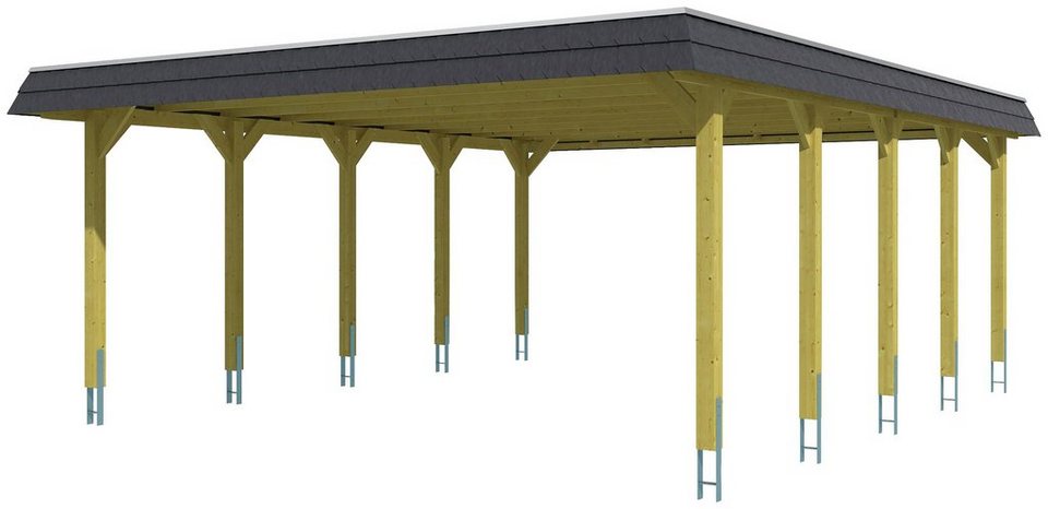 Skanholz Doppelcarport Spreewald, BxT: 585x741 cm, 215 cm Einfahrtshöhe,  Flachdach-Carport mit Aluminium-Dachplatten