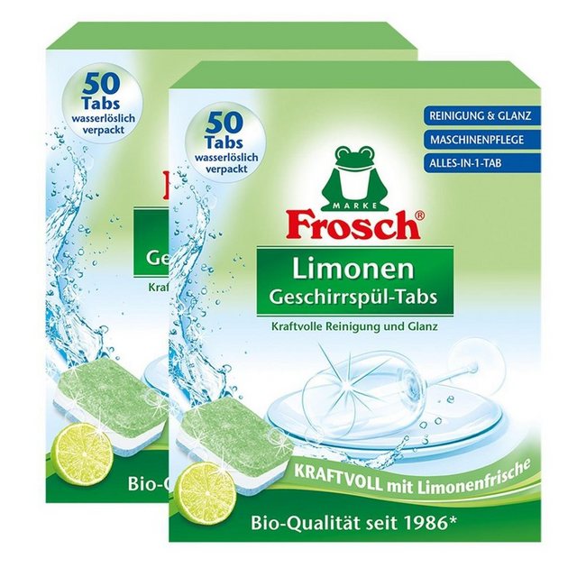 FROSCH Frosch Limonen Geschirrspül-Tabs 50 Tabs – Reinigung und Glanz (2er Pa Geschirrspülmittel