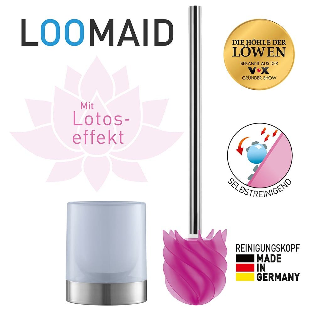 LOOMAID WC-Reinigungsbürste LOOMAID WC-Bürste pink & Halter milchig, Toilettenbürste Klobürste WC-Bürste Silikonkopf pink/milchig