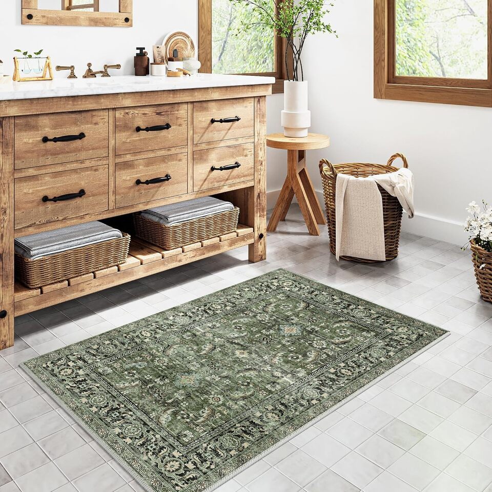 PURECOZY Teppich Wohnzimmerteppich, rutschfester Teppich, Retro-Stil, rechteckig, Höhe: 6.1 mm, geeignet für verschiedene Innenräume