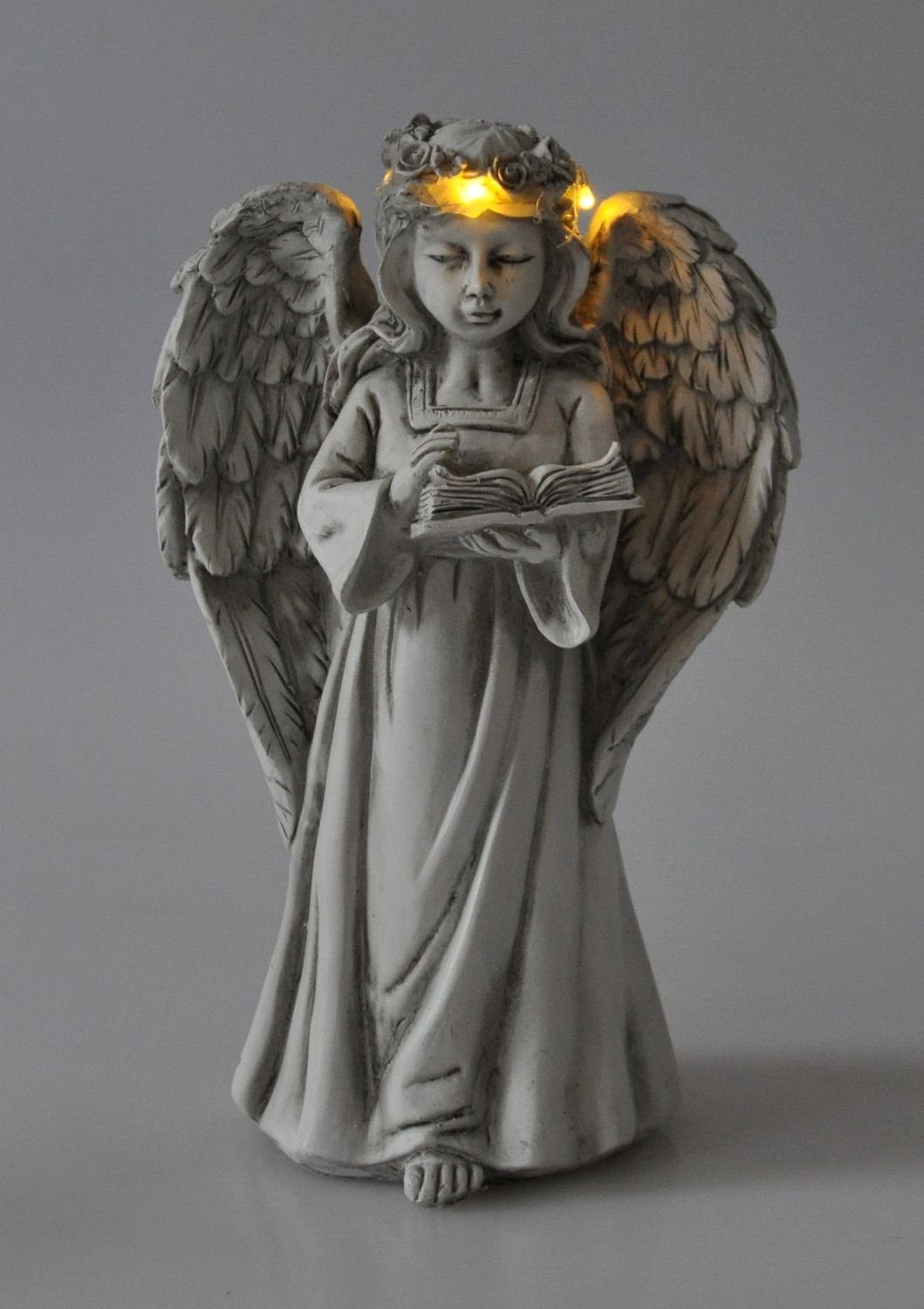 BURI Kugelleuchte Solar Grabschmuck Engel Engelsfigur Schutzengel Dekoengel Grableuc LED