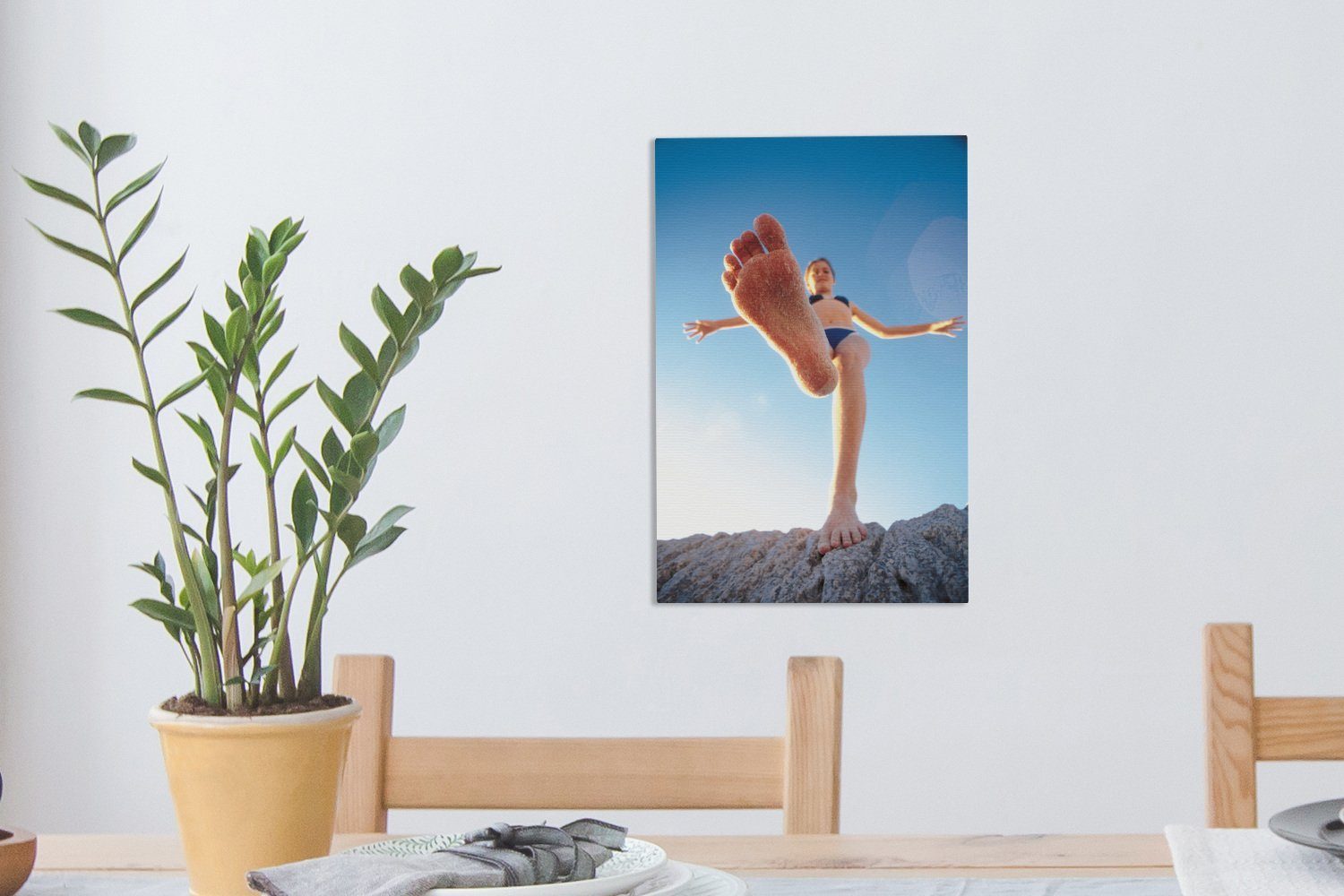 Zackenaufhänger, inkl. bespannt OneMillionCanvasses® (1 eines Der St), Kindes, 20x30 Leinwandbild Fuß Leinwandbild Gemälde, fertig cm