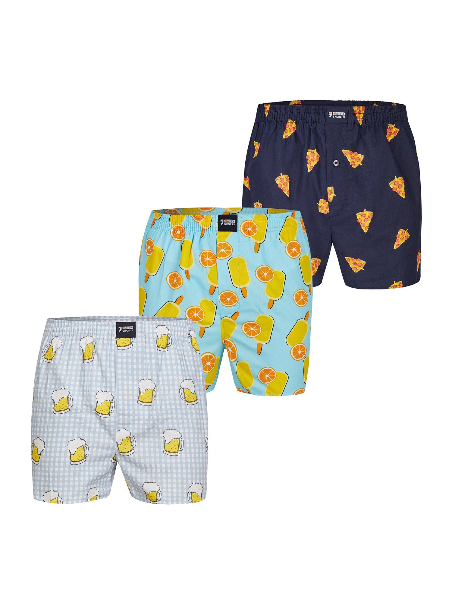 HAPPY SHORTS Boxer Print Sets (3-St) Unterhose Unterwäsche Loungewear günstig online kaufen