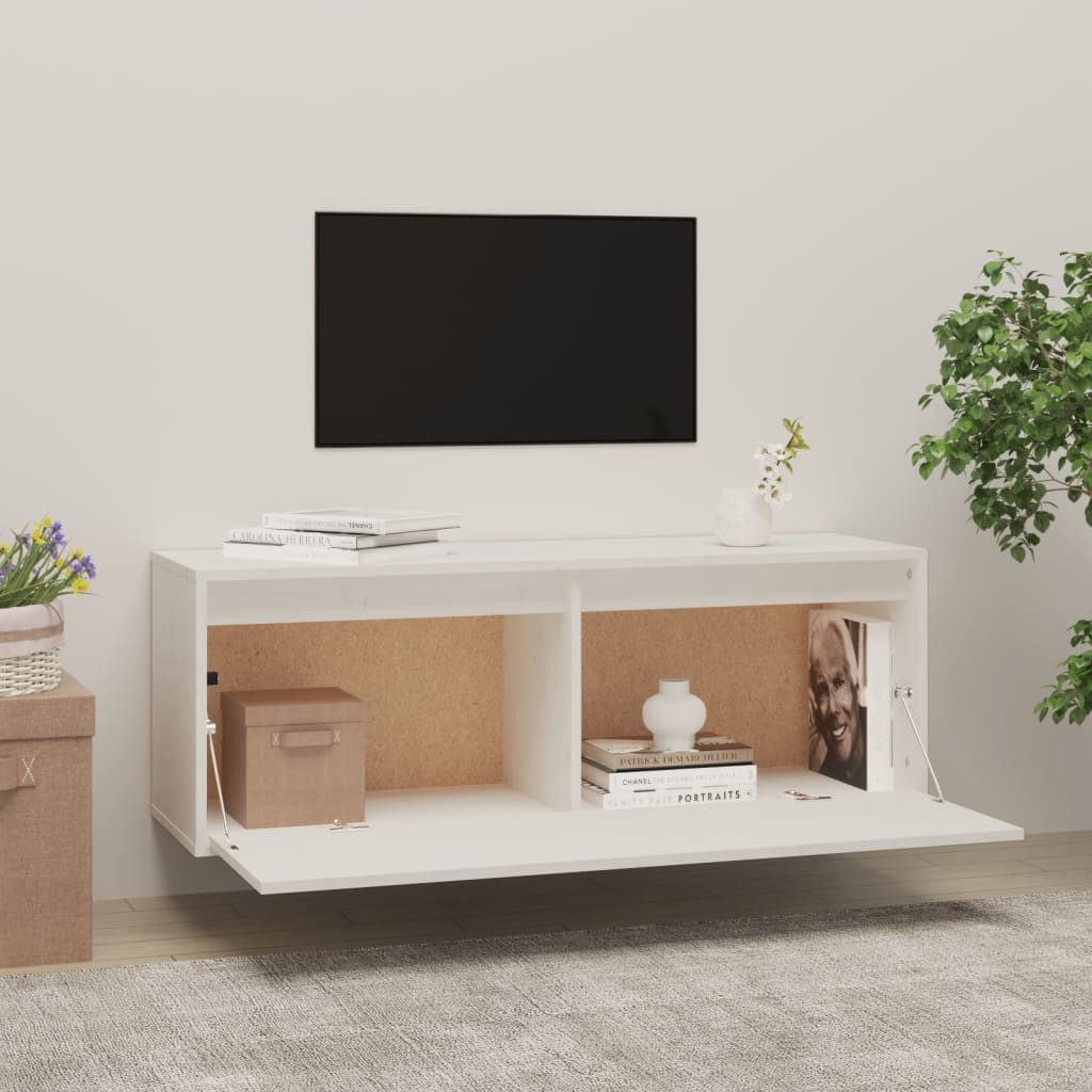 vidaXL Hängeschrank NA Hängeschrank Wandschrank Weiß 100x30x35 cm Massivholz Kiefer Schrän