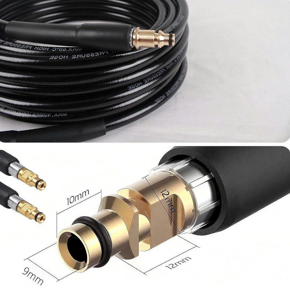 Trade-Shop Hochdruckschlauch passend für Kärcher K2, K3, K4, K5, K6, K7 Hochdruckreiniger, beidseitig mit Quick-Connect-Steckanschlüssen / Schlauchlänge: 10m