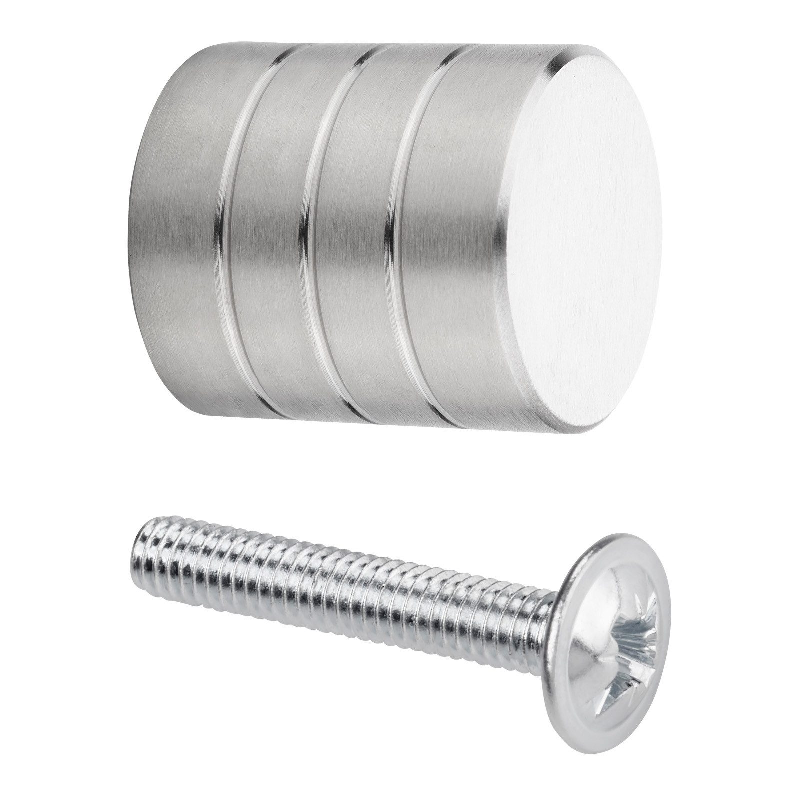 SO-TECH® Möbelknopf BRISTOL Ø 15 - 30 mm Edelstahl gebürstet, modern Knopf Knauf incl. Schraube