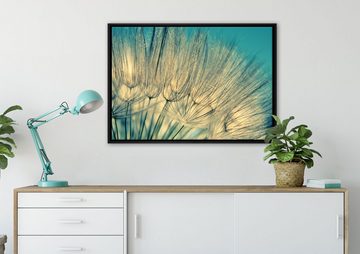Pixxprint Leinwandbild Pusteblumen, Wanddekoration (1 St), Leinwandbild fertig bespannt, in einem Schattenfugen-Bilderrahmen gefasst, inkl. Zackenaufhänger