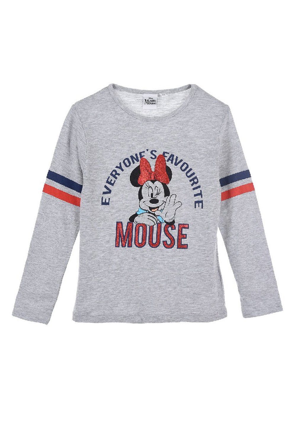 Mädchen Langarmshirt Mouse Mini Maus Longsleeve Langarm-Shirt Minnie Oberteil Grau Disney