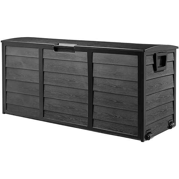 Fixkit Auflagenbox 290L (kann 60 kg laden,zum Organisieren und Aufbewahren von Gartengeräten Gartenmöbeln, schwarz), Kissenbox, Gartenbox mit Griffen und Rädern, Aufbewahrungsbox
