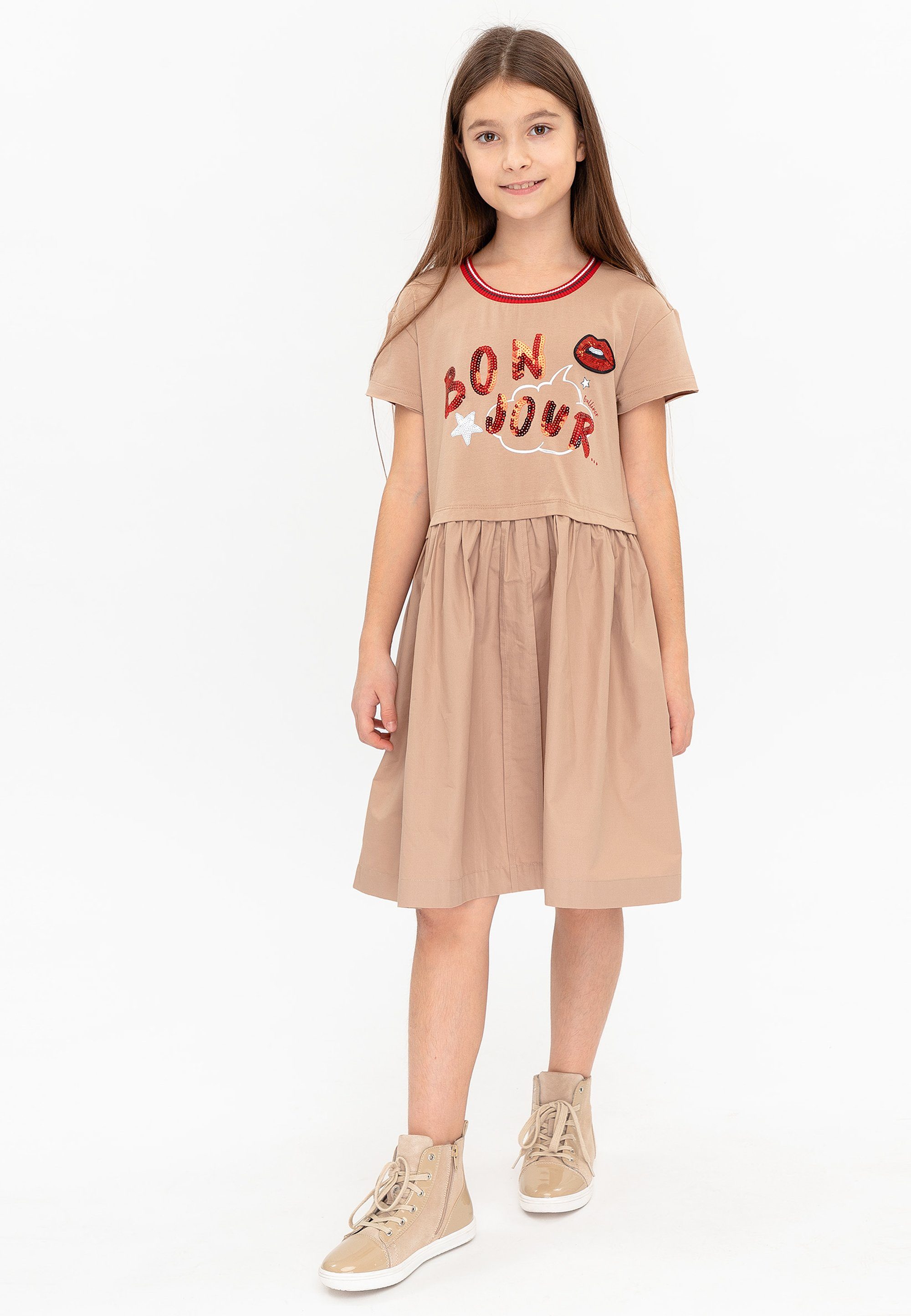 Kinder Teens (Gr. 128 - 182) Gulliver Jerseykleid mit trendigem Pailletten-Schriftzug