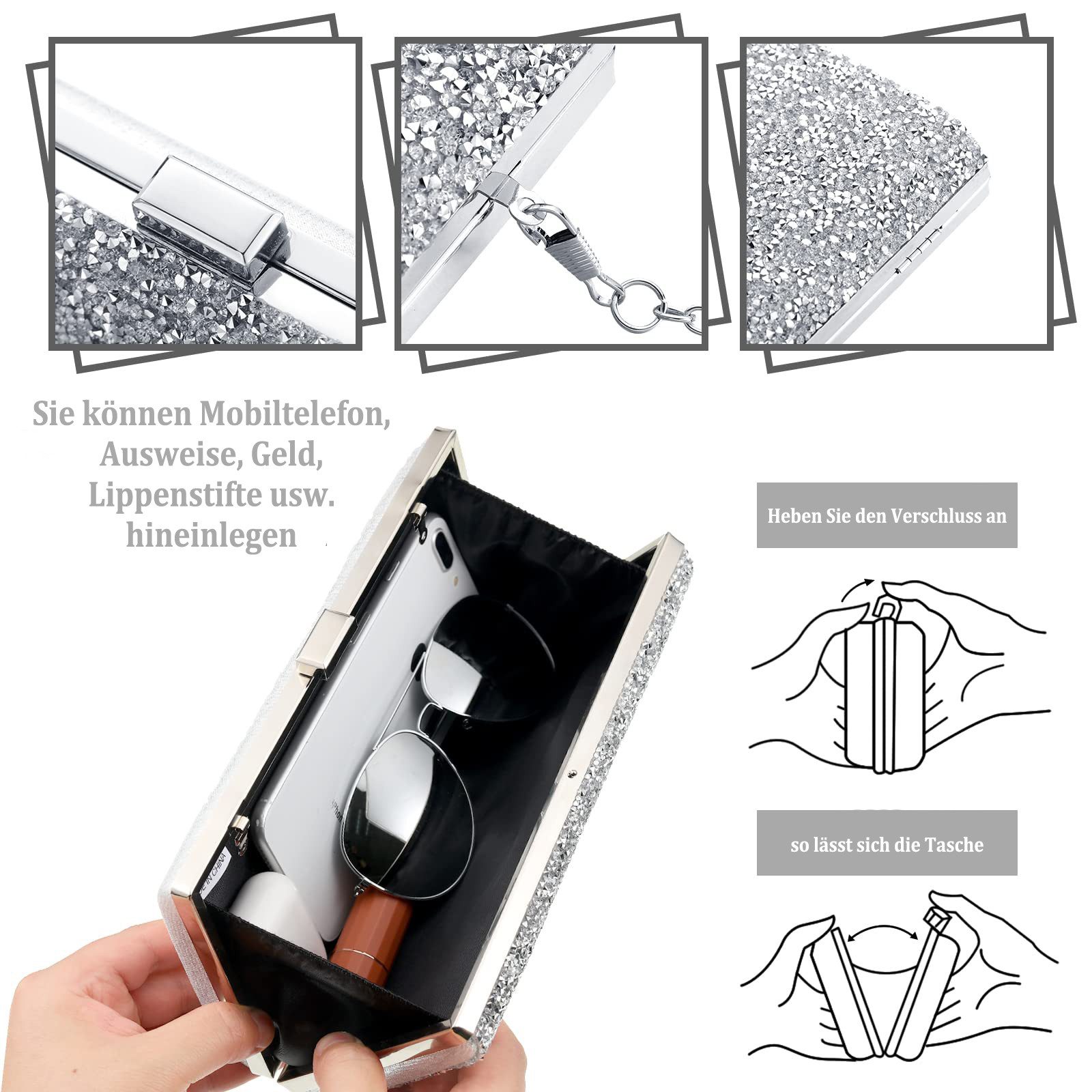 Coonoor Schmuckset 3-teiliges Damen-Schmuckset, Hochzeitsschmuck-Set, (43-tlg), Schmuckset mit Halskette, Armband, und Abendtasche